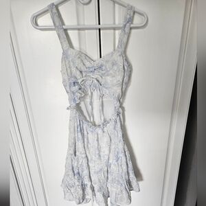 White and Blue Floral Dress